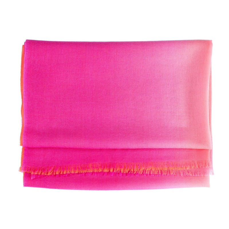Wool and cashmere scarf Marina D'Este 2 tones pink orange