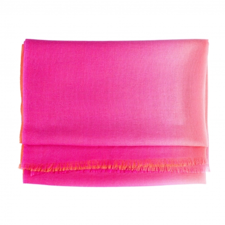 Esarfa lana si casmir Marina D'Este 2 tones pink orange