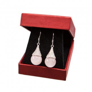 Sterling silver rose quartz earrings