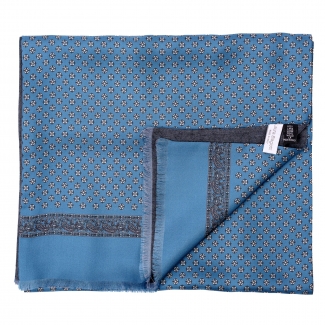 Esarfa matase si lana barbati L. Biagiotti Sevilla gri-petrol