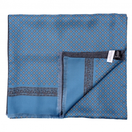 Esarfa matase si lana barbati L. Biagiotti Sevilla gri-petrol