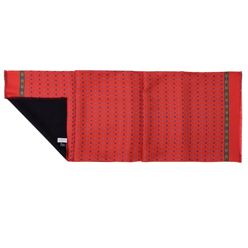 Esarfa matase si lana barbati L. Biagiotti Anvers rosu-navy