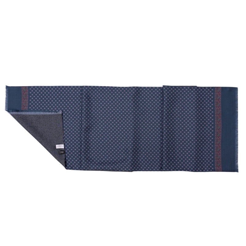 Men scarf silk and wool Sevilla navy-mauve