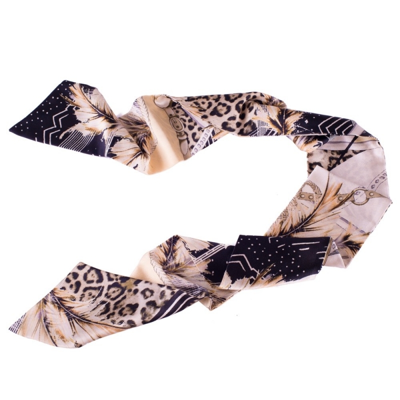 Animal print and straps Silk Scarf