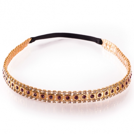 Glamour headband with white and red gemstones