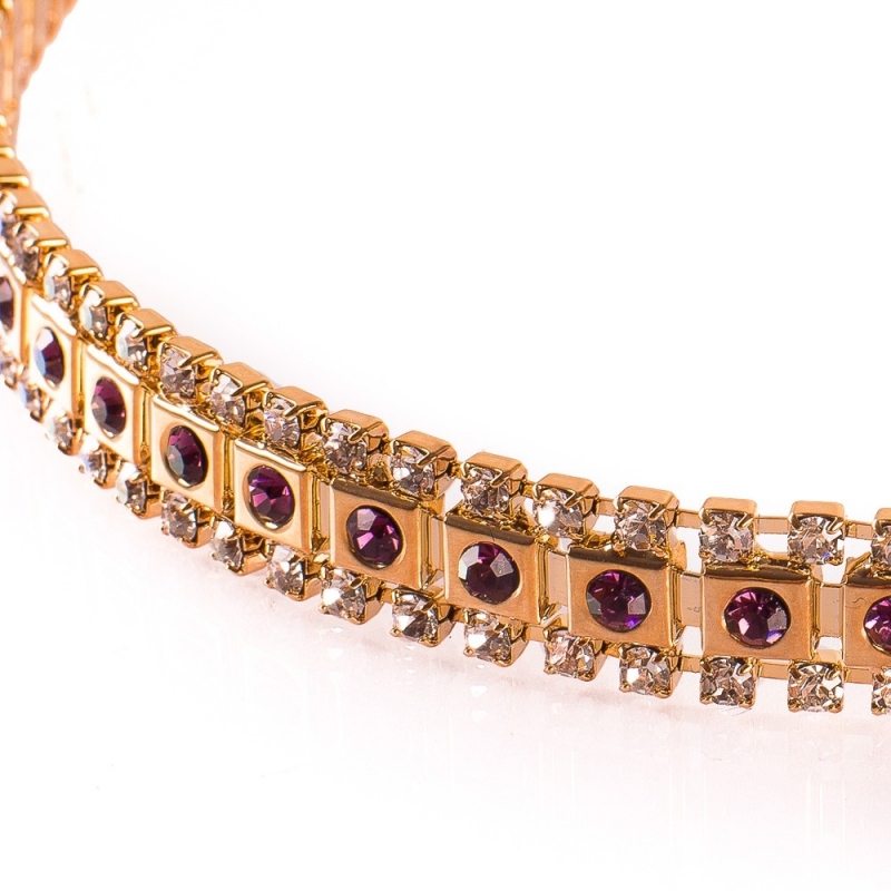 Headband Glamour cu pietre semipreţioase albe şi mov