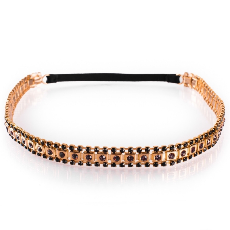 Glamour Headband with black and purple gemstones