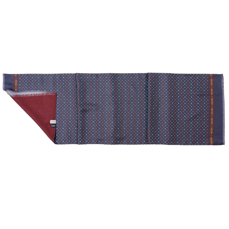 Men scarf silk and wool L. Biagiotti Perugia navy-orange