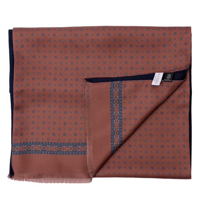 Men scarf silk and wool L. Biagiotti Luton brown-navy