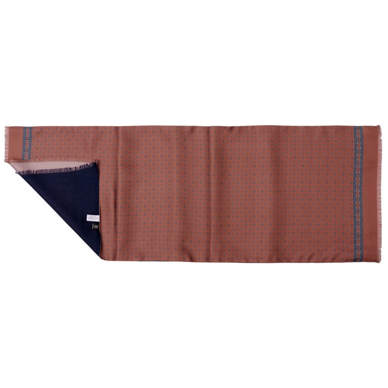 Men scarf silk and wool L. Biagiotti Luton brown-navy