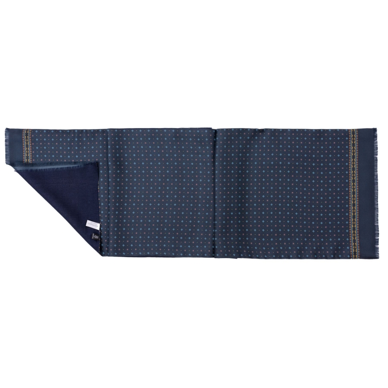 Men scarf silk and wool L. Biagiotti Luton navy-bordeaux