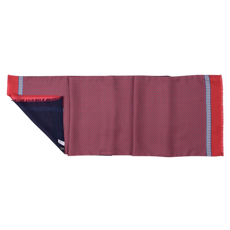 Men scarf silk and wool L. Biagiotti Perugia red-navy