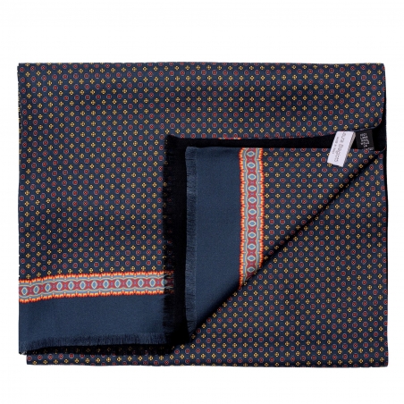 Men scarf silk and wool L. Biagiotti Perugia navy-yellow