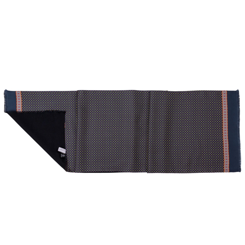 Men scarf silk and wool L. Biagiotti Perugia navy-yellow
