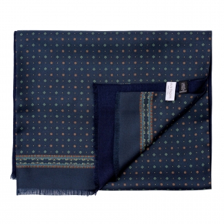 Men scarf silk and wool L. Biagiotti Perugia navy-green