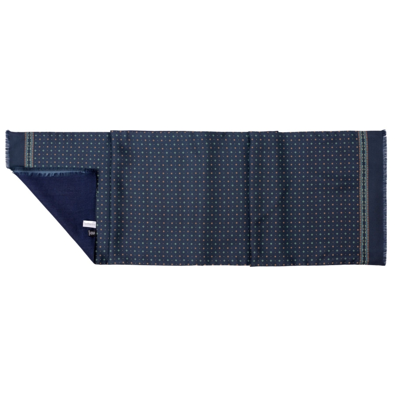 Men scarf silk and wool L. Biagiotti Perugia navy-green