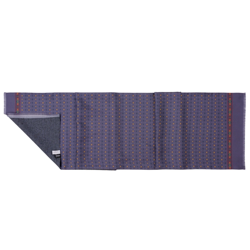 Men scarf silk and wool L. Biagiotti Anvers lila-mustard