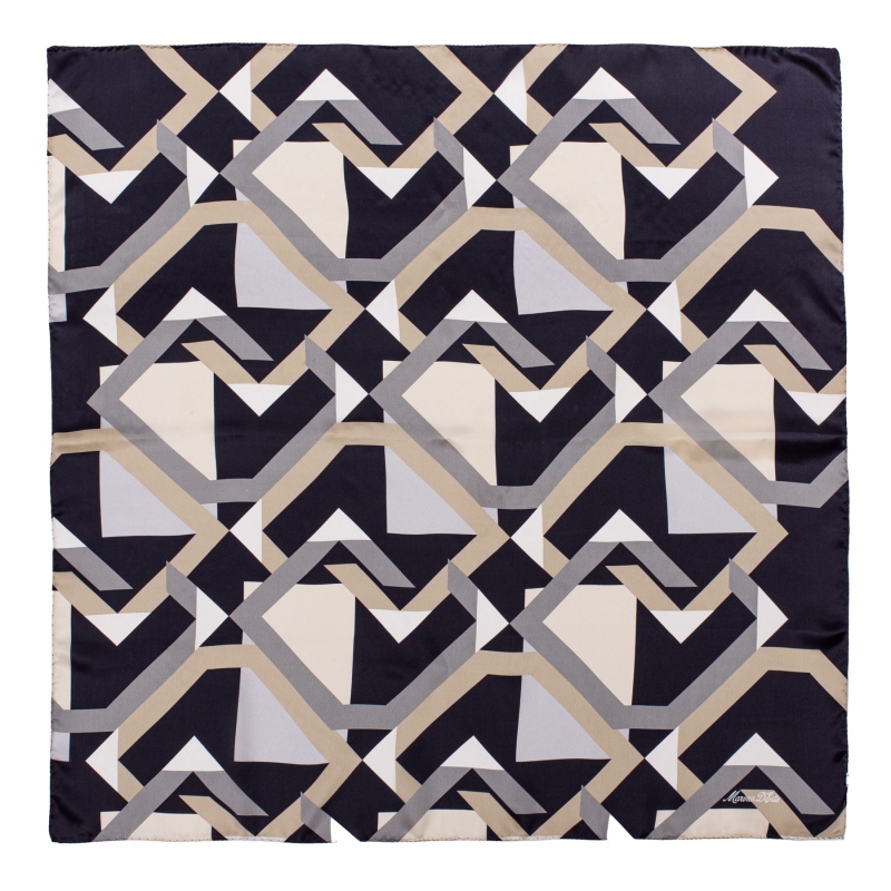 Silk Scarf Marina D'este Lost in geometry black