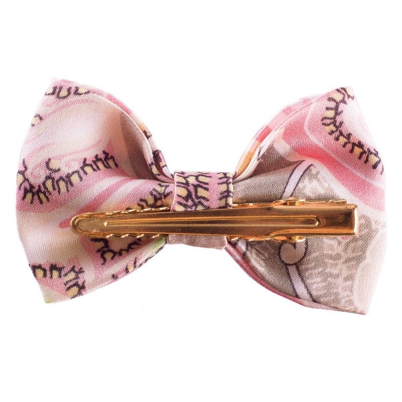 Pink-Grey Paisley Hair Bow
