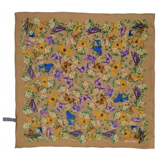 Eşarfă fluturi  pe fond bej Marina D'Este