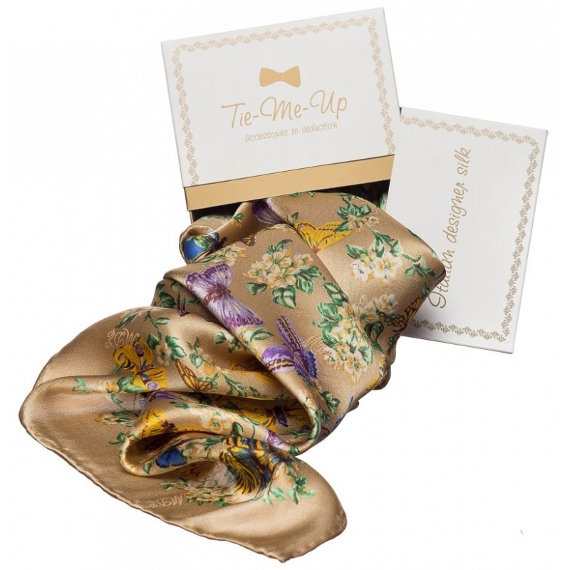 Eşarfă fluturi  pe fond bej Marina D'Este