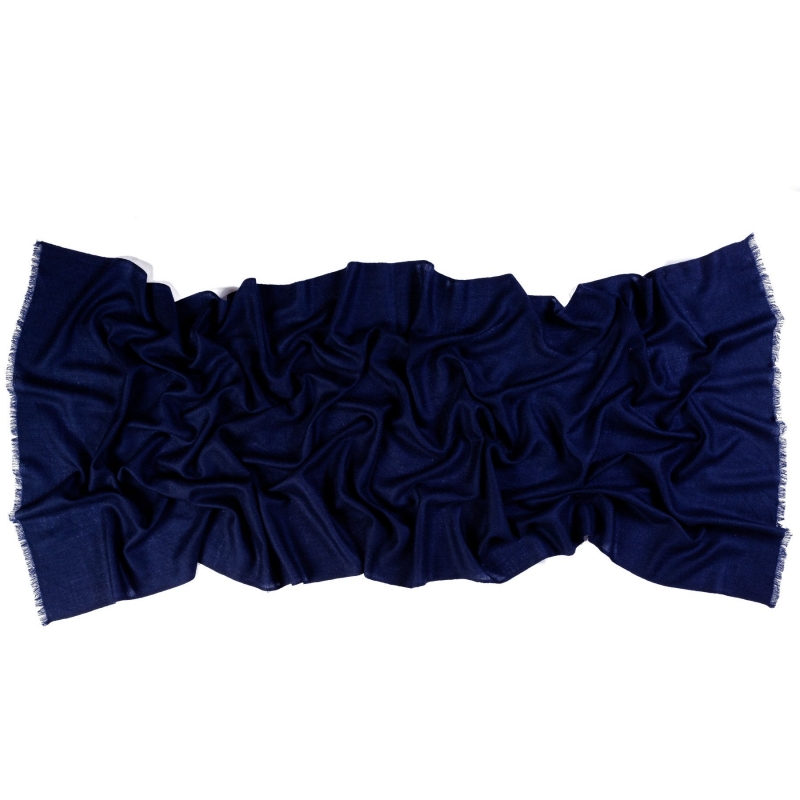 Wool and cashmere scarf Marina D'Este navy plain