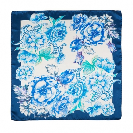 Silk Scarf Laura Biagiotti spring flowers blu