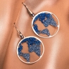 Gift Silk Scarf spring flowers blu and Silver Earings Beauty Of The World
