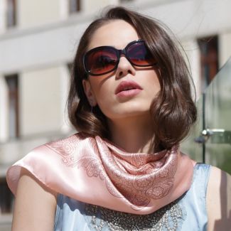 Laura Biagiotti Peach floral silk scarf