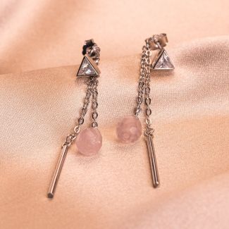 Pink Muse Quartz silver earrings