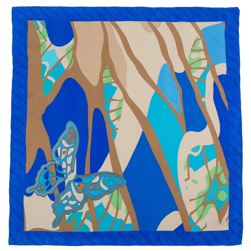 Gift: Blue Butterfly Squared L. Biagiotti Scarf an Bow