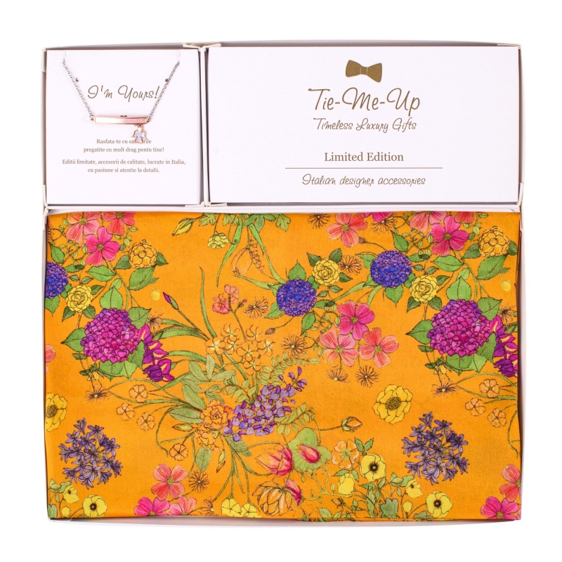 Set Esarfa matase Essence of Summer yellow si Bratara argint My Sweet Angel