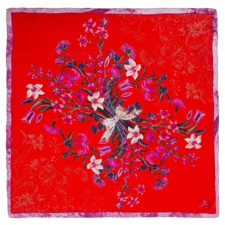 Gift: Flower Bouquet Squared L. Biagiotti Scarf and silk bow clip