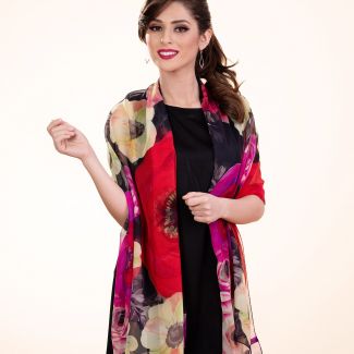 Silk shawl Calla Rossa dark