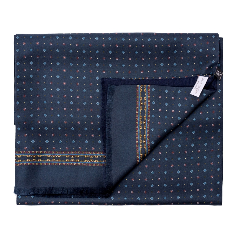 Set: Esarfa matase si lana barbati Luton navy-bordo si Papion matase naturala bordo