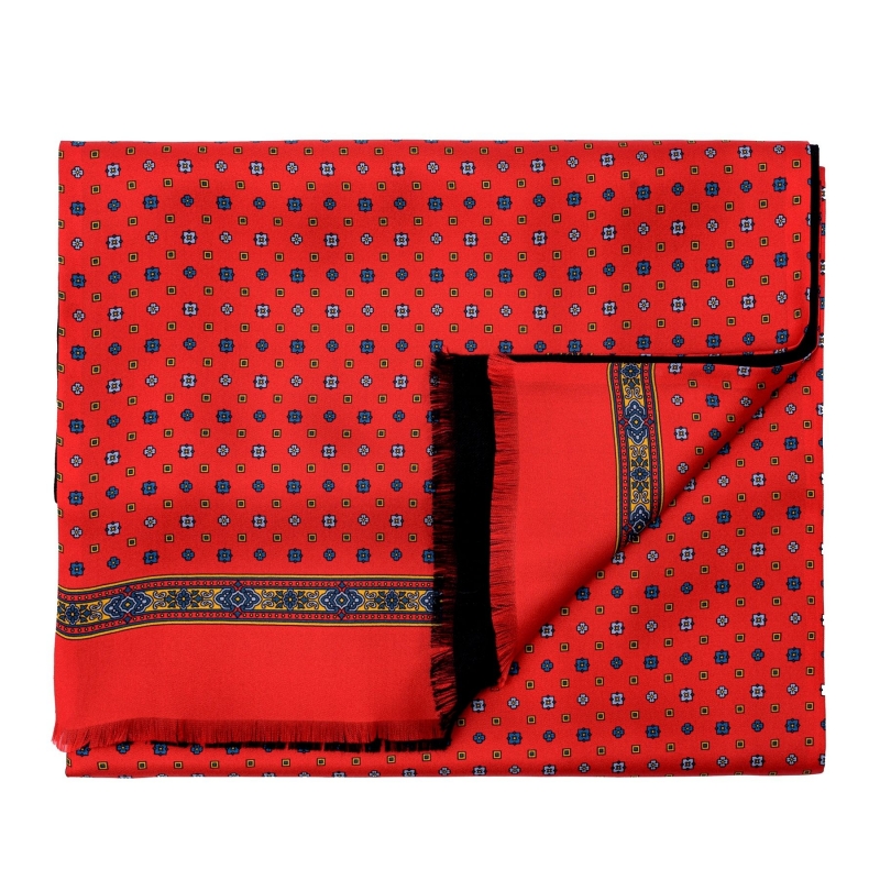 Gift Silk and wool scarf Anvers red-navy and Silk Pocket blue