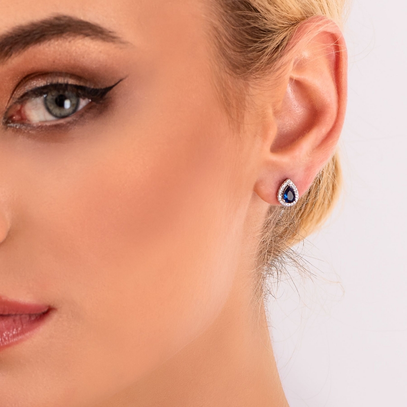 Sterling Silver Earrings Saphirre Drop