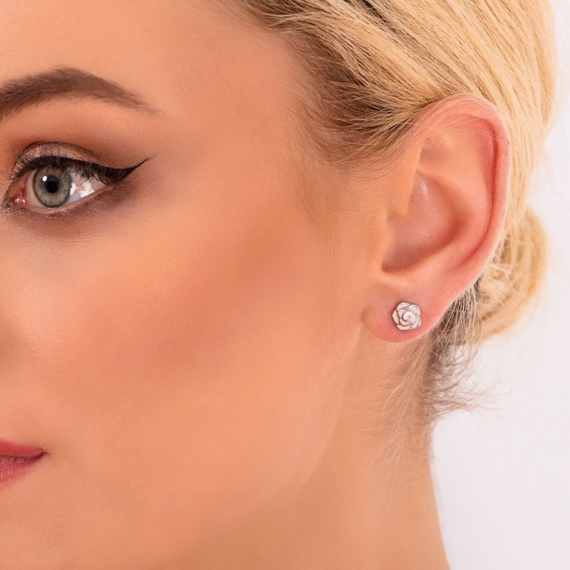 Sterling Silver Earrings Delicate Roses