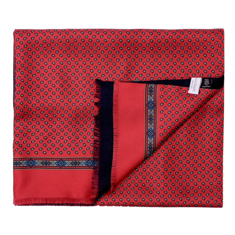 Set Esarfa matase si lana barbati Anvers rosu-navy si Papion matase naturala bordo