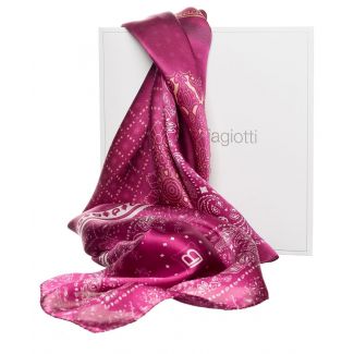 Cadou: Eşarfă pătrată L. Biagiotti grometric lila cu fundiţă