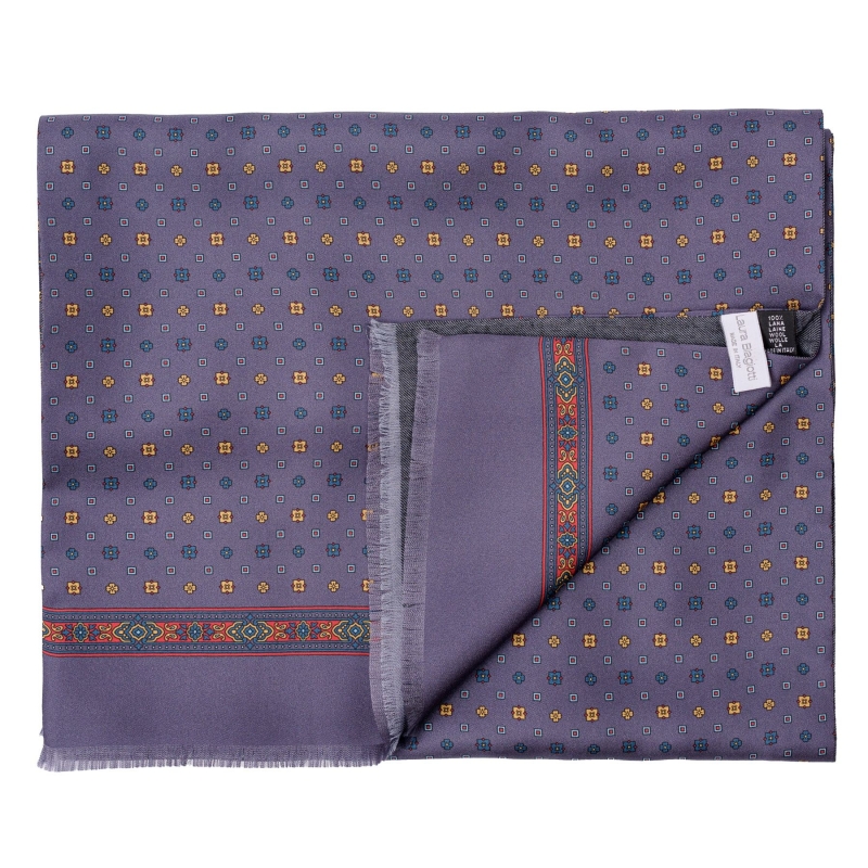 Set Esarfa matase si lana barbati Anvers mov-mustar si Batista matase lila