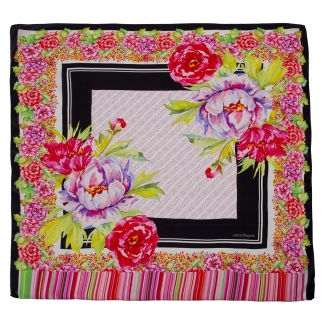 L. Biagiotti Squared Corner Flowers Scarf