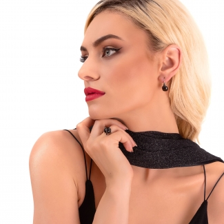 Inel reglabil argint Black Cz stone