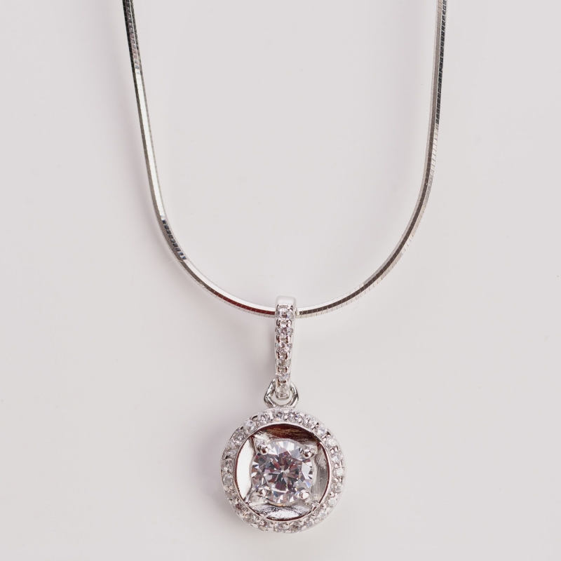 Set argint cercei si pandant Briliant Look rotund