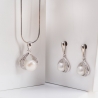 Set argint cercei si pandant White Pearls Drops