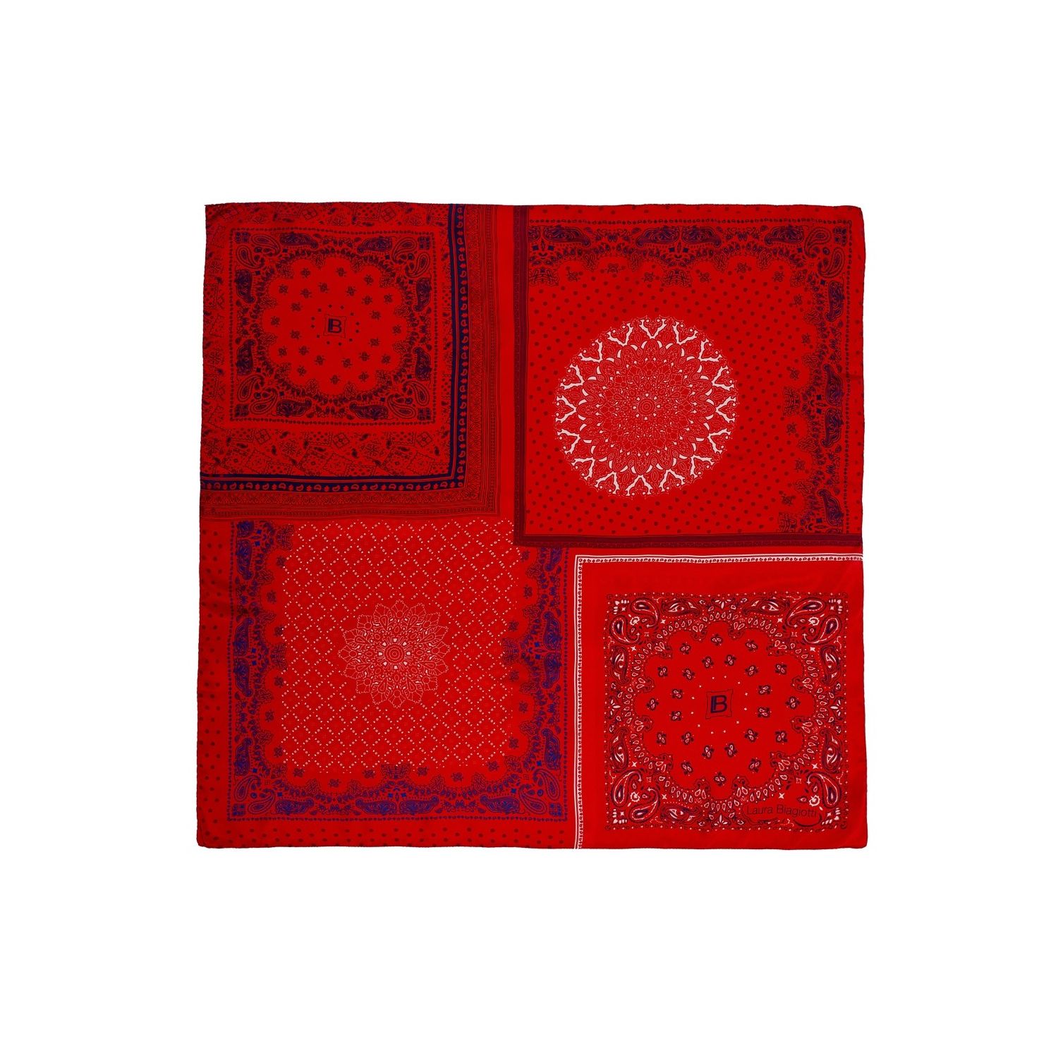 Eşarfă pătrată L. Biagiotti geometric roşu