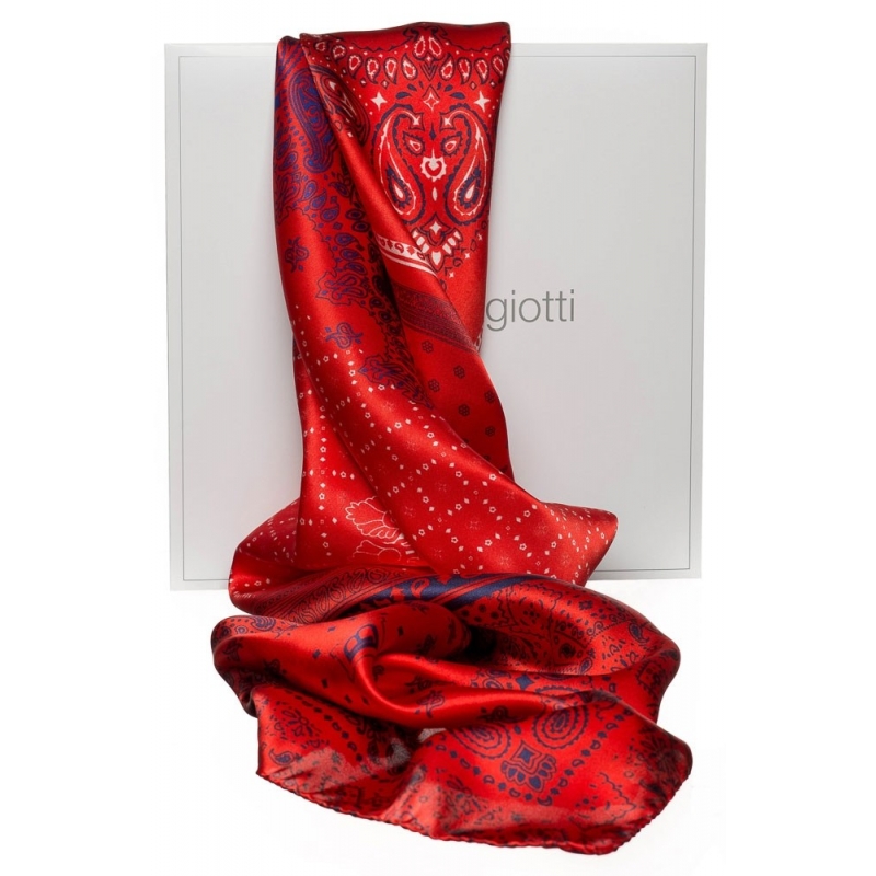 Red Geometric L. Biagiotti Squared Scarf