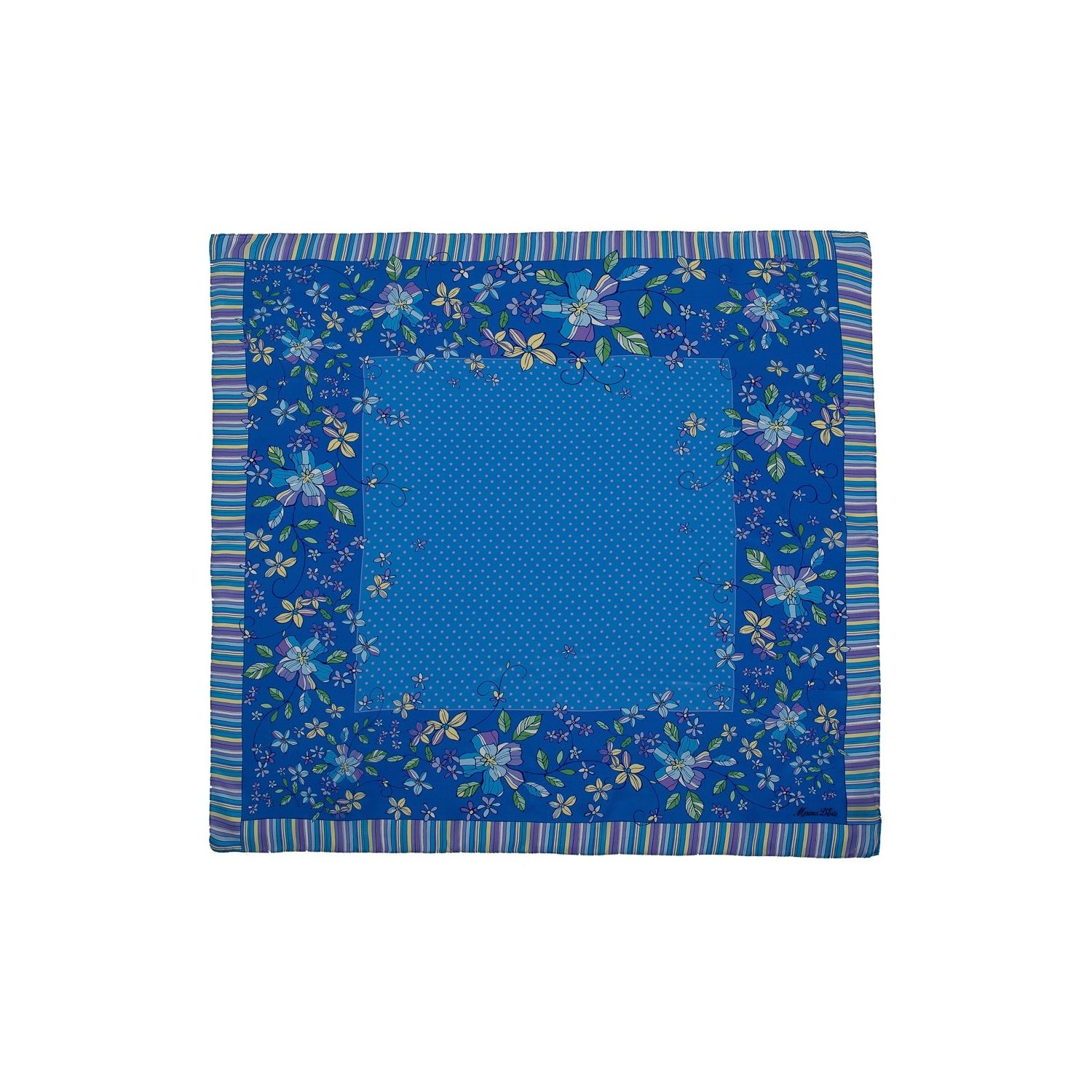 Eşarfă pătrată Marina D'Este bulinuţe fond blu