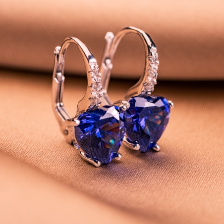 Set Cercei si Inel reglabil argint Tanzanite Heart