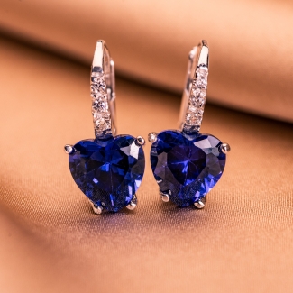 Set Cercei si Inel reglabil argint Tanzanite Heart